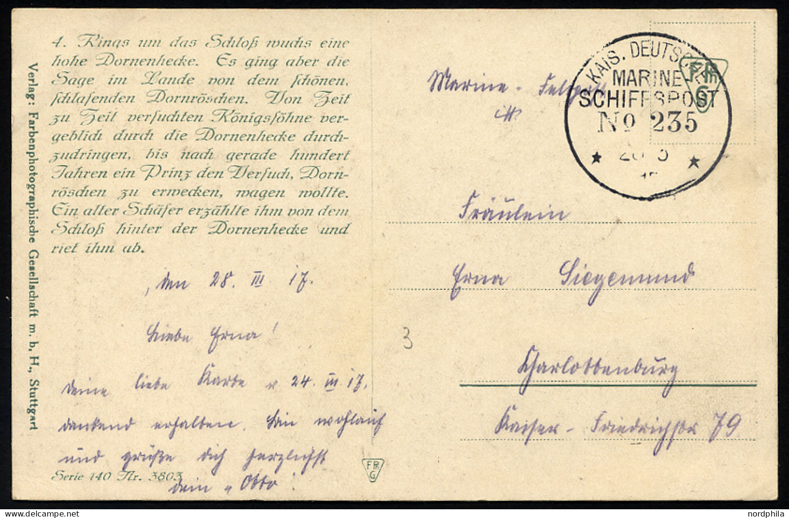 MSP VON 1914 - 1918 235 (2. Halbflottille Der Handelsschutzflottille), 28.3.1917, Feldpost-Künstlerkarte Nach Charlotten - Marítimo
