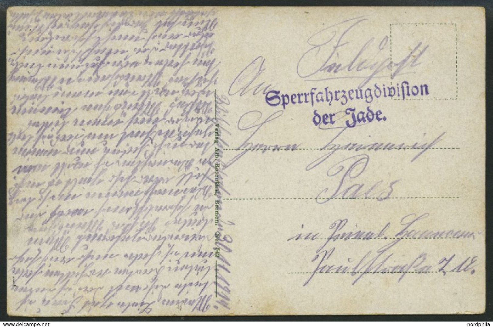 MSP VON 1914 - 1918 (Sperrfahrzeugdivision Der Jade), 30.11.1914, Violetter L2, Feldpost- Ansichtskarte Von Bord Eines F - Marítimo