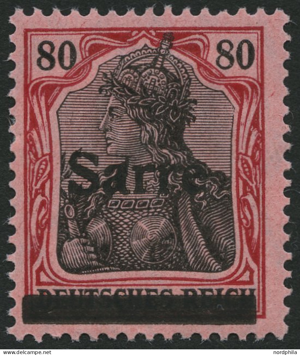 SAARGEBIET 16I , 1920, 80 Pf. Karminrot/grauschwarz Auf Mittelgraurot, Type I, Falzreste, Pracht, Fotobefund Braun, Mi.  - Otros & Sin Clasificación