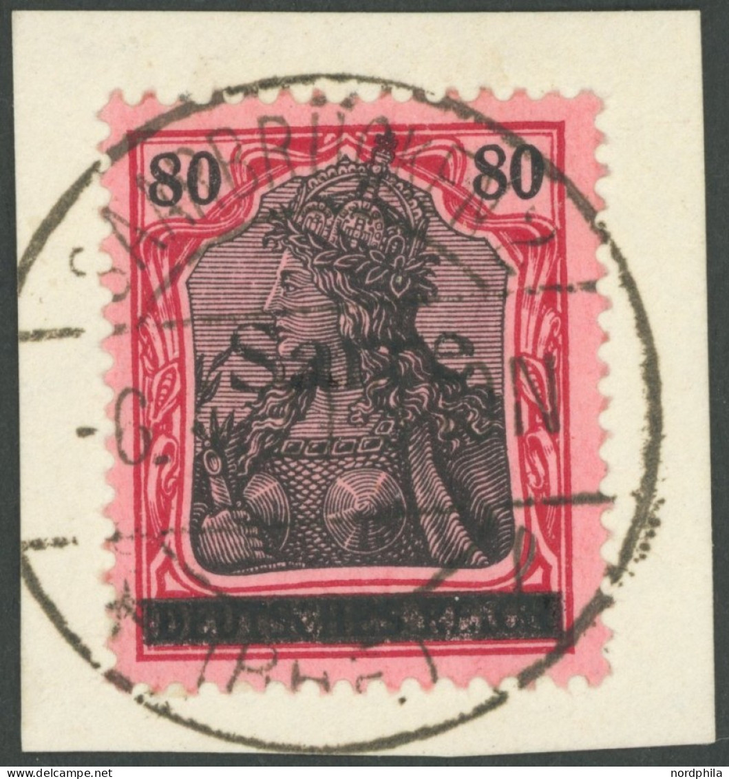 SAARGEBIET 16III BrfStk, 1920, 80 Pf. Karminrot/grauschwarz Auf Mittelgraurot, Type III, Prachtbriefstück, Gepr. Burger, - Otros & Sin Clasificación