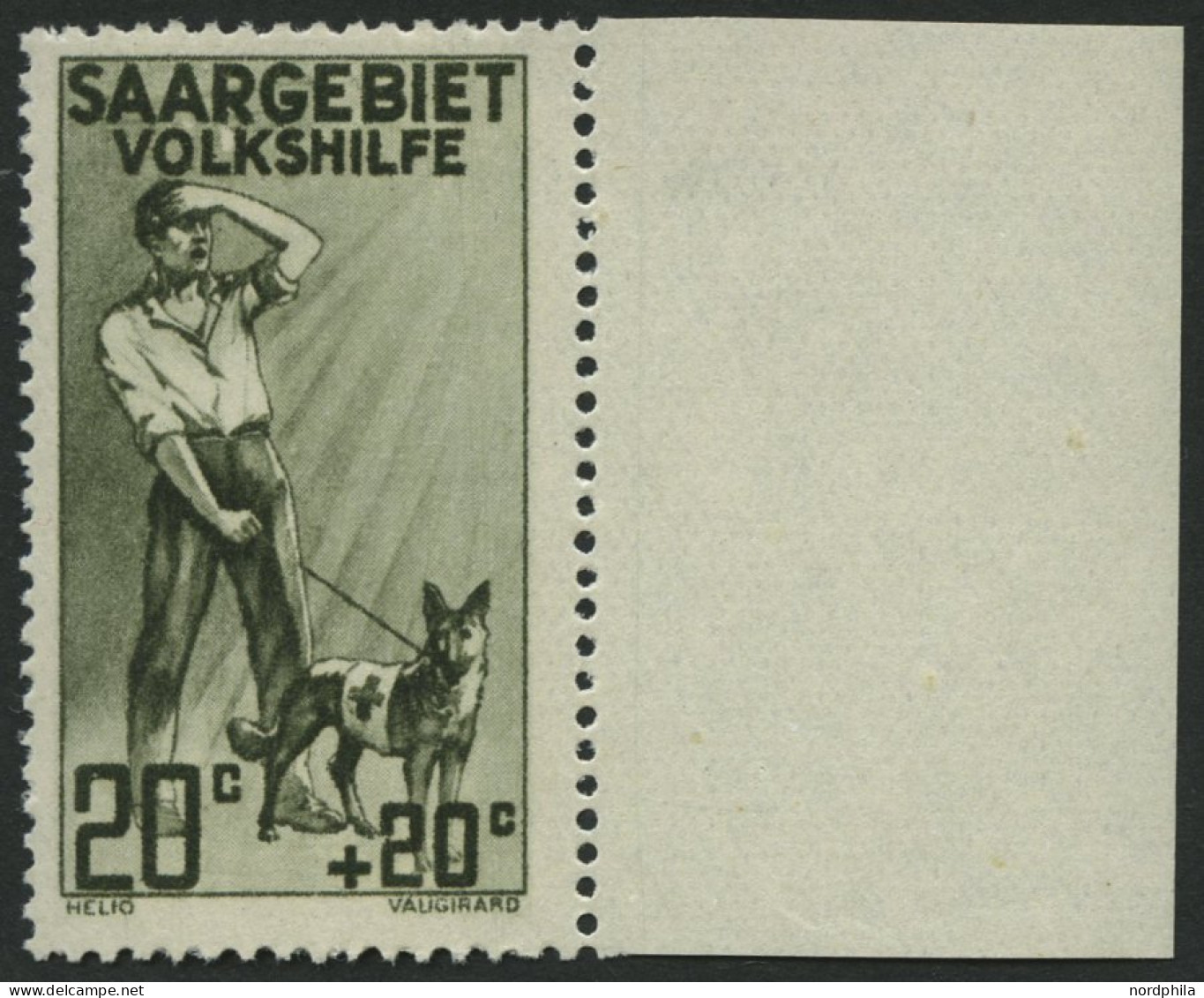 SAARGEBIET 104III , 1926, 20 Pf. Volkshilfe Mit Abart Apostroph Zwischen L Und K In Volkshilfe Retuschiert (weißer Fleck - Sonstige & Ohne Zuordnung