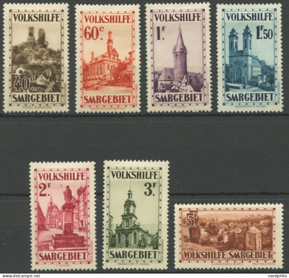 SAARGEBIET 161-67 , 1932, Burgen Und Kirchen, Falzrest, Prachtsatz, Mi. 300.- - Andere & Zonder Classificatie
