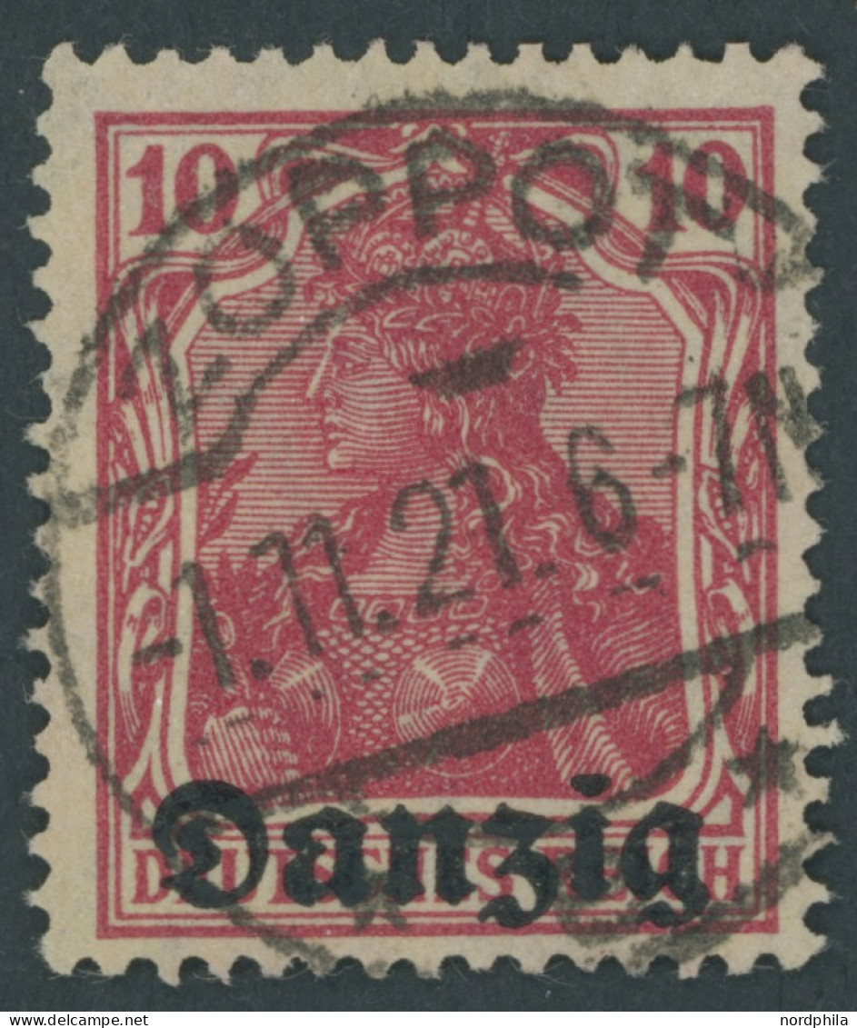 FREIE STADT DANZIG 2a O, 1920, 10 Pf, Karminrot, Pracht, Gepr. Gruber Und Infla, Mi. 150.- - Sonstige & Ohne Zuordnung