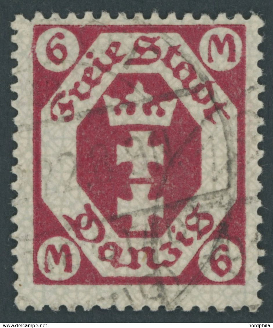 FREIE STADT DANZIG 109b O, 1922, 6 M. Rotkarmin, Pracht, Gepr. Infla, Mi. 200.- - Otros & Sin Clasificación