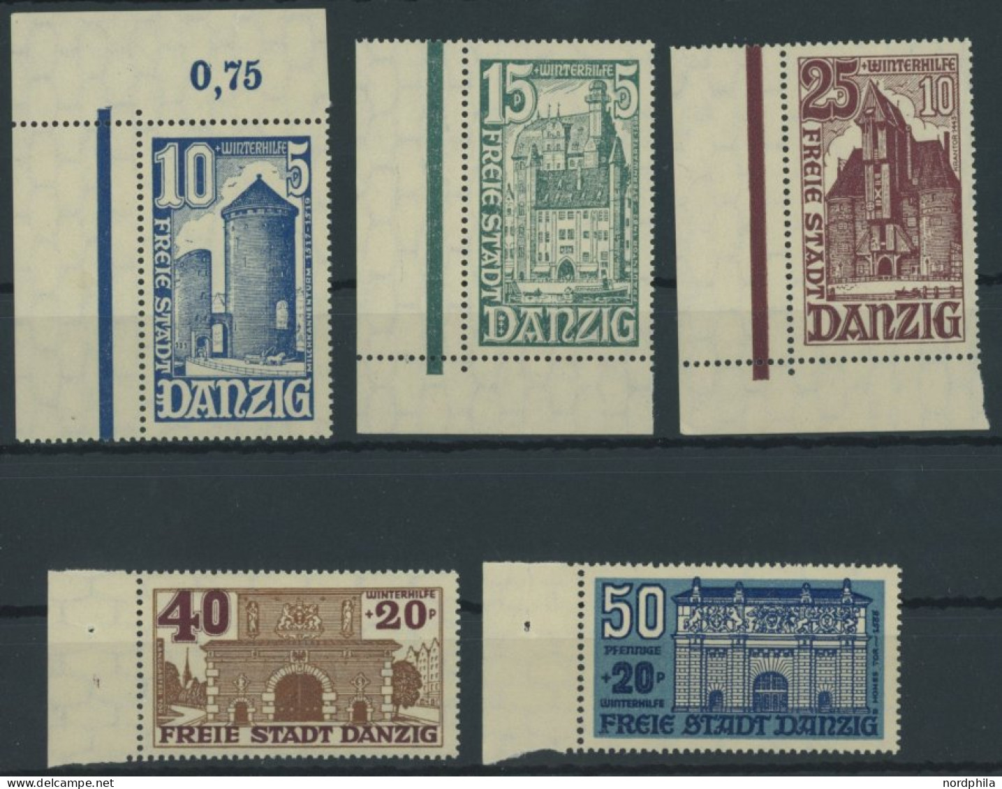 FREIE STADT DANZIG 262-66 , 1936, Bauwerke, Postfrischer Prachtsatz, Mi. 100.- - Otros & Sin Clasificación