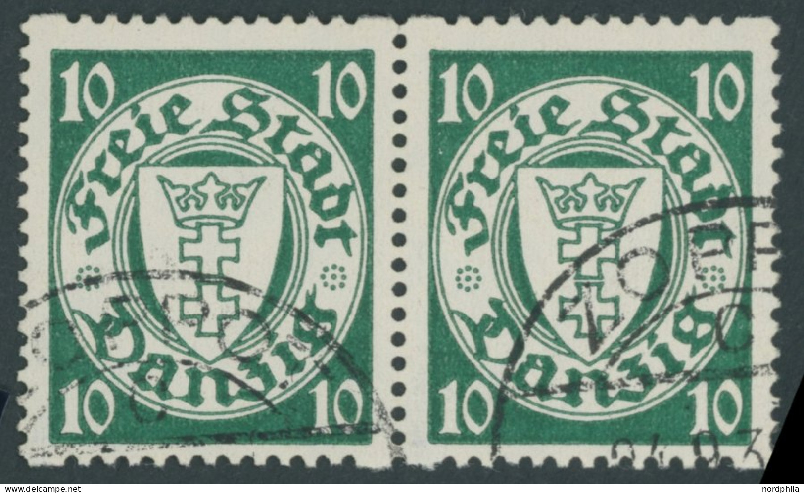 FREIE STADT DANZIG 292Dx Paar O, 1938, 5 Pf. Mittelgelblichrot, Wz. 5, Rollenzähnung, Im Waagerechten Paar, Pracht, Gepr - Otros & Sin Clasificación