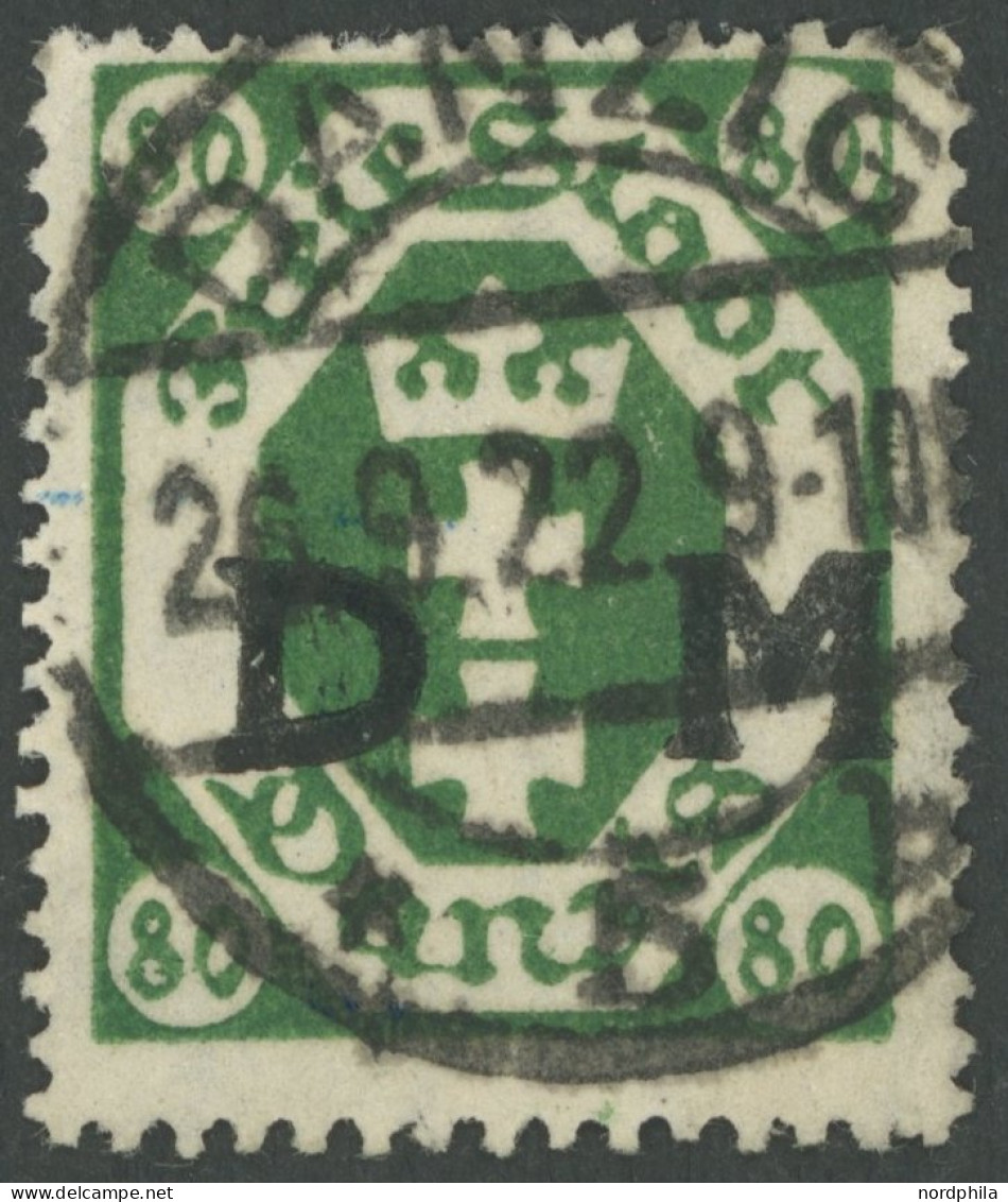 DIENSTMARKEN D 16 O, 1922, 80 Pf. Dunkelgrün, Zeitgerechte Entwertung, Im Oberrand Einige Verkürzte Zahnspitzen Sonst Pr - Otros & Sin Clasificación