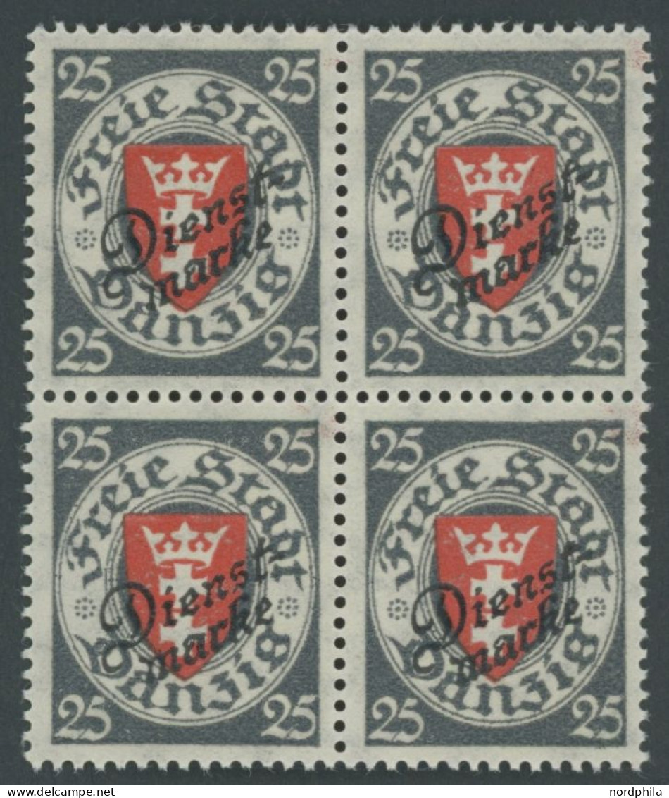 DIENSTMARKEN D 46a VB , 1924, 25 Pf. Dunkeltürkisgrau/lebhaftzinnoberrot Im Viererblock, Postfrisch, Pracht, Mi. 280.- - Sonstige & Ohne Zuordnung