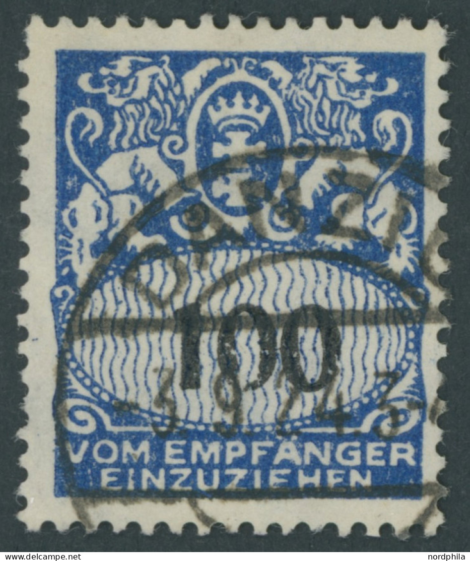 PORTOMARKEN P 37III O, 1923, 100 Pf. Dunkelkobalt Mit Plattenfehler Erste 0 Unten Offen, Stumpfer Zahn Sonst Pracht, Kur - Andere & Zonder Classificatie