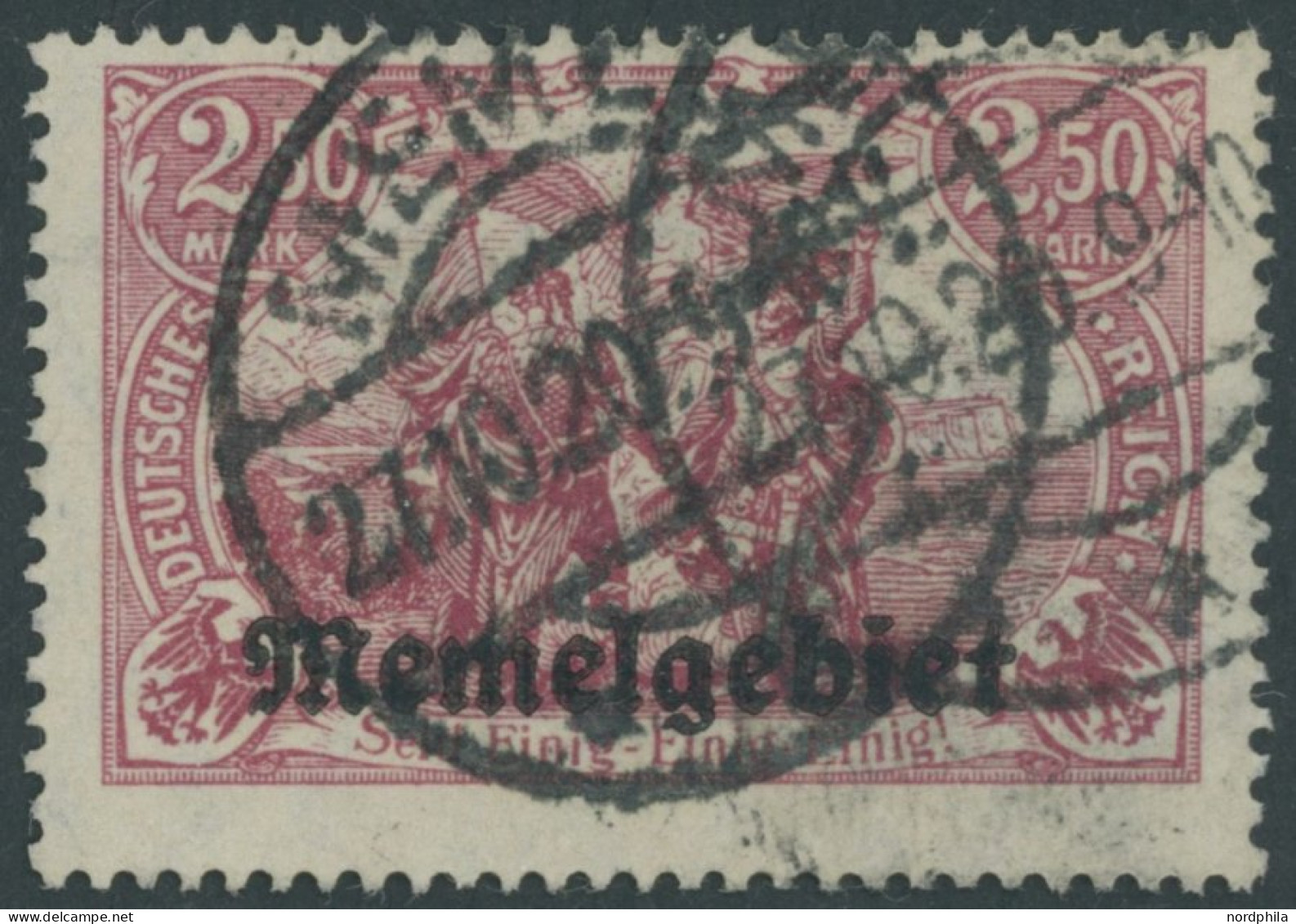 MEMELGEBIET 13a O, 1920, 2.50 M. Rotkarmin, Pracht, Gepr. Huylmans, Mi. 80.- - Memelgebiet 1923