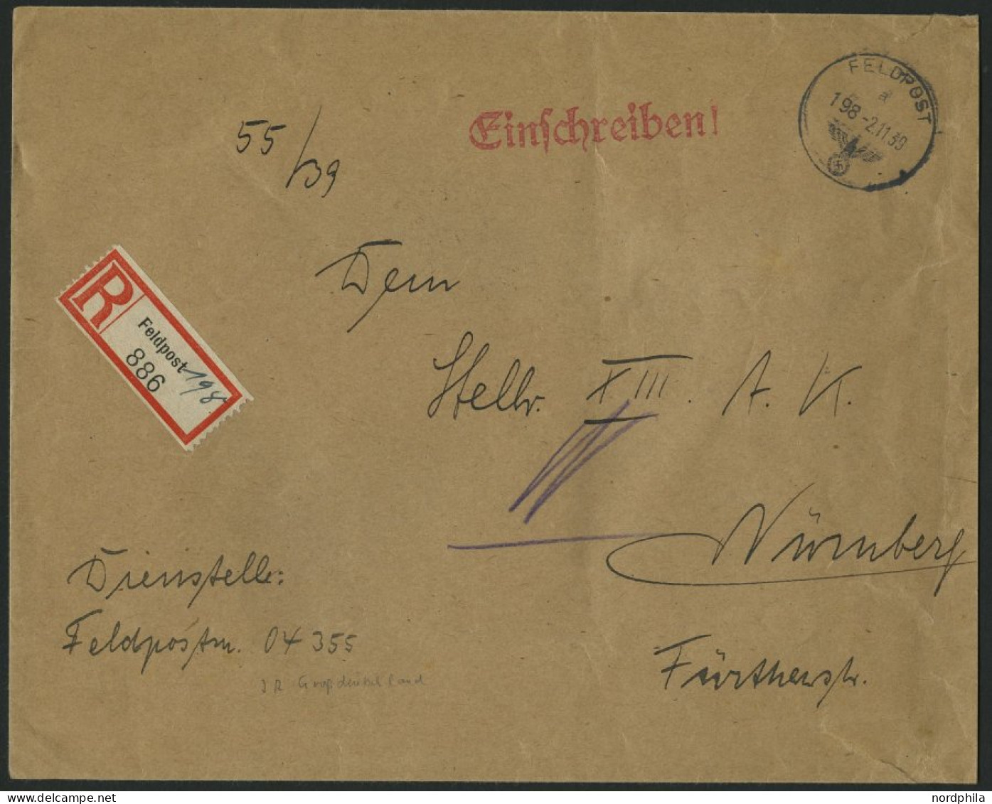 FELDPOST II. WK BELEGE 13 Verschiedene Feldpost-Einschreibbriefe, Pracht - Besetzungen 1938-45