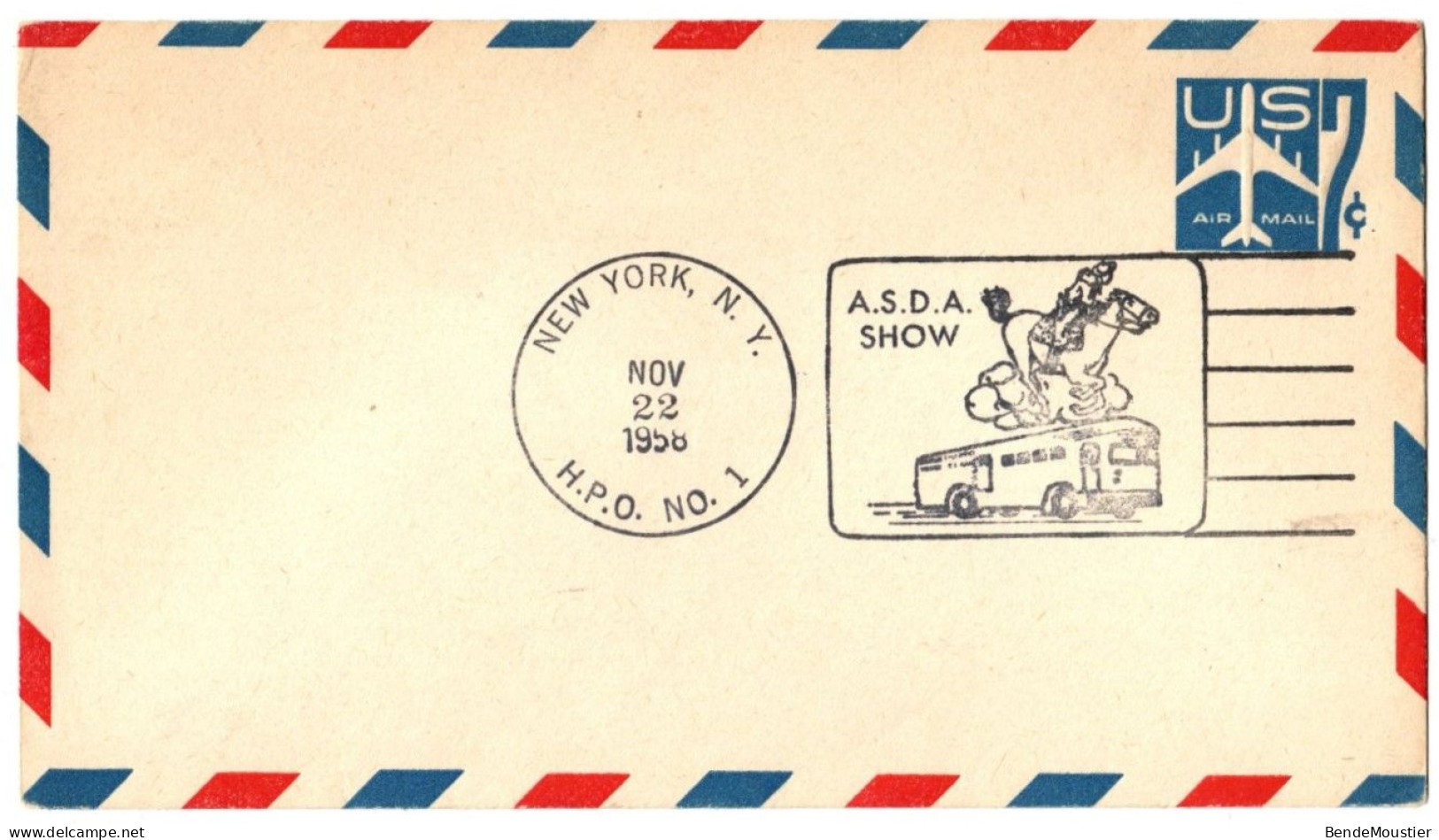 (R137b) SCOTT # C 51 - A.S.D.A. Show - New York N.Y. - H.P.O. NO. 1 - 22 NOV 1958. - 2c. 1941-1960 Storia Postale