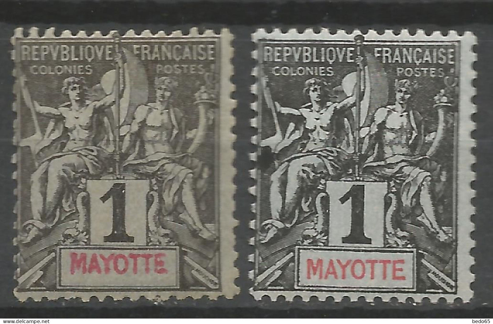 MAYOTTE N° 1 X 2 Nuances  NEUF* TRACE DE CHARNIERE  Hinge  / MH - Ungebraucht