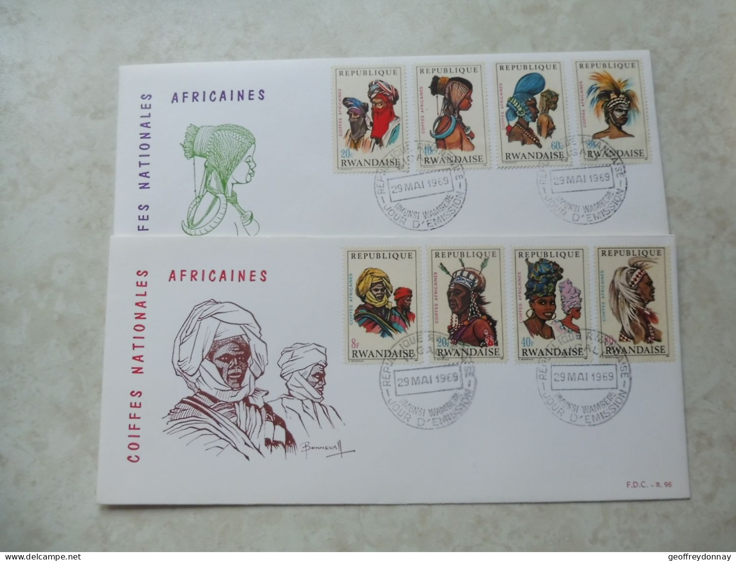 Fdc Rwanda 1969  Congo / Fdc  301/308 Perfect - Covers & Documents