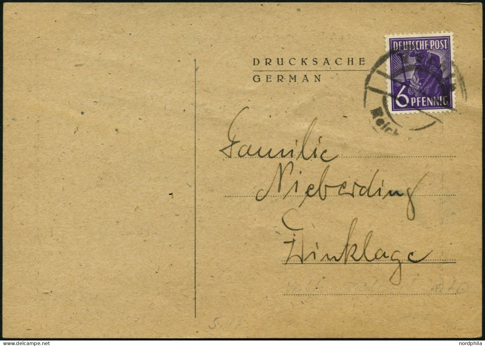 ALLIIERTE BES. 944 BRIEF, 1947, 6 Pf. Violett Auf Drucksache Mit Notstempel VECHTA-REICHSPOST, Pracht - Otros & Sin Clasificación