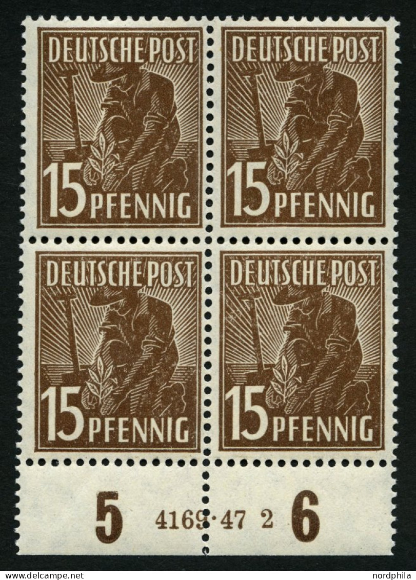 ALLIIERTE BES. 948bPOR , 1947, 15 Pf Dunkelbraun, 99x Im Bogen, Plattendruck, Der Ausgetrennte Viererblock Mit HAN 4169. - Sonstige & Ohne Zuordnung