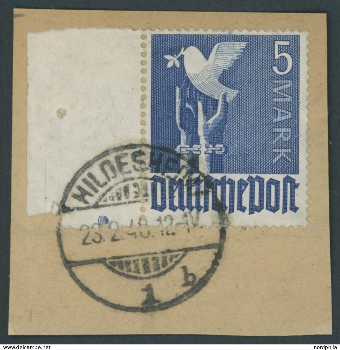 ALLIIERTE BES. 962b BrfStk, 1948, 5 M. Violettultramarin Vom Linken Rand, Prachtbriefstück, Kurzbefund H.D. Schlegel, Mi - Sonstige & Ohne Zuordnung