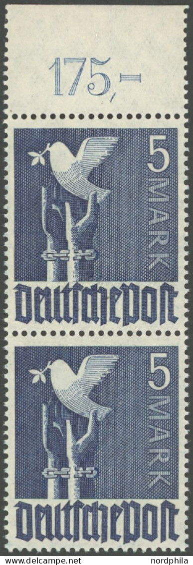 ALLIIERTE BES. 962c POR , 1948, 5 M. Schwärzlichultramarin, Oberrandstück, Durchgezähnt, Plattendruck, Postfrisch, Prach - Otros & Sin Clasificación