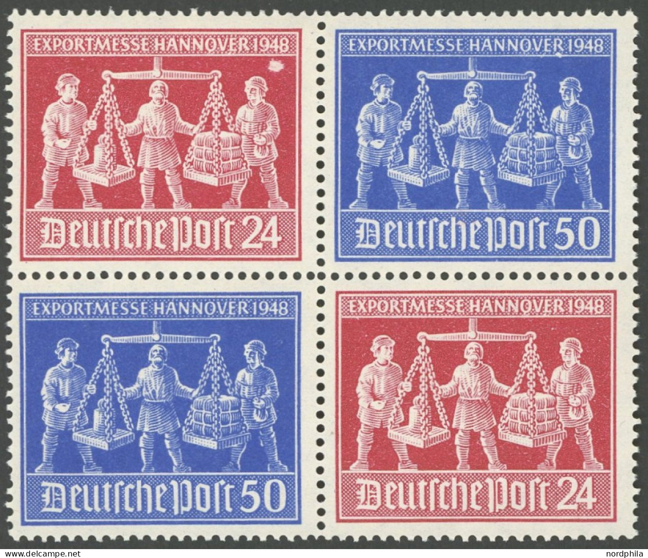 ALLIIERTE BES. 970IX , 1948, 50 Pf. Exportmesse Mit Abart (Feld 23) Im Viererblock (VZd 2), Postfrisch, Pracht - Otros & Sin Clasificación