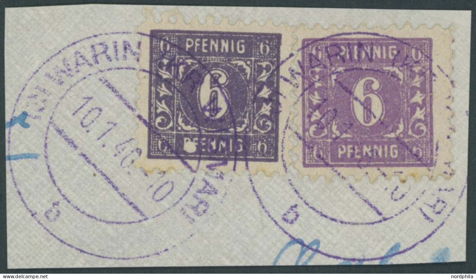 MECKLENBURG-VORPOMMERN 9cXI,9a BrfStk, 1945, 6 Pf. Dunkelgrauviolett Mit Abart Großer Fleck An PF Vom Unteren Pfennig So - Otros & Sin Clasificación