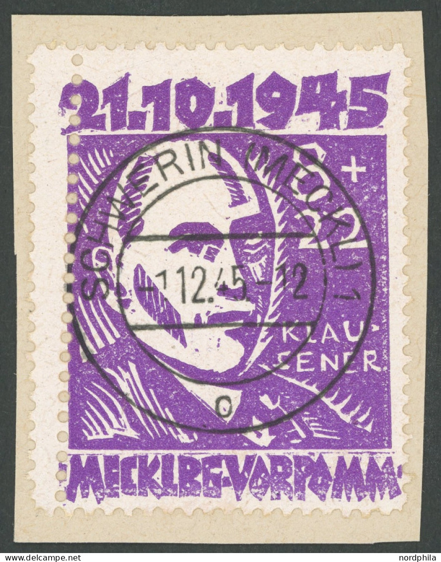 MECKLENBURG-VORPOMMERN 21 BrfStk, 1945, 8 Pf. Faschismus Mit Senkrechter Doppelzähnung, Prachtbriefstück, Gepr. Kramp - Other & Unclassified