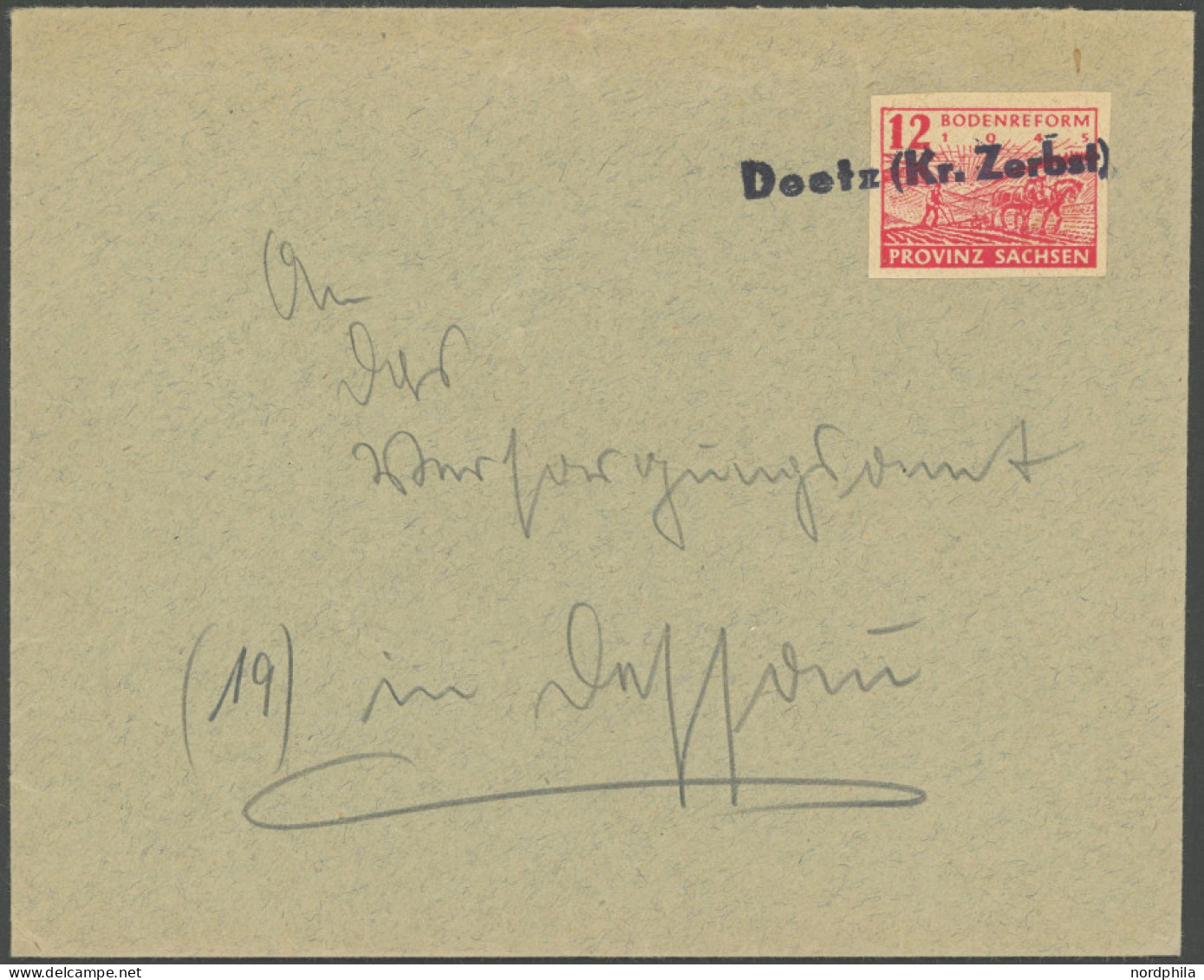 PROVINZ SACHSEN 86wa BRIEF, 1945, 12 Pf. Dunkelrosarot, Einzelfrankatur Auf Brief Mit Seltenem Notstempel DEETZ (KR. ZER - Otros & Sin Clasificación