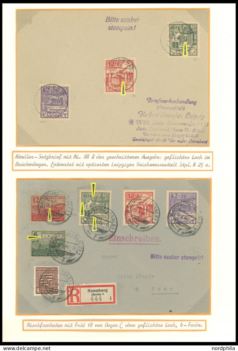 PROVINZ SACHSEN 87-89A/B BRIEF, Wiederaufbau, 10 Briefe Mit Besonderheiten, U.a. Mi.Nr. 88BII, Interessantes Prachtlot - Other & Unclassified