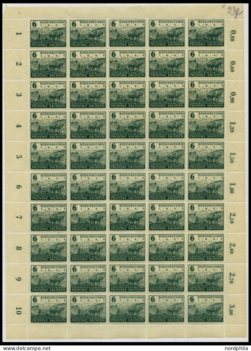 PROVINZ SACHSEN 90/1Y , 1946, Bodenreform Auf Zigarettenpaier Mit Kopfstehendem Wz. Im Bogensatz (50), Pracht, Mi. 1000. - Sonstige & Ohne Zuordnung