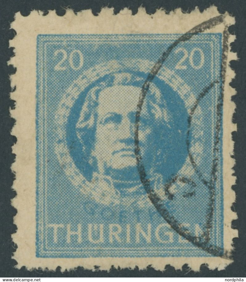 THÜRINGEN 98AXp1 O, 1945, 20 Pf. Preußischblau, Gezähnt, Vollgummierung, Dickes Papier, Steigende Papierstreifung, üblic - Otros & Sin Clasificación