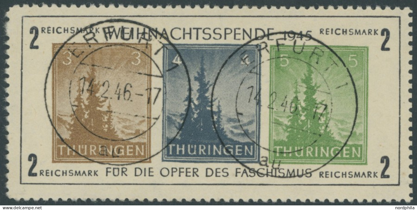 THÜRINGEN Bl. 1x O, 1945, Block Antifa, Weißes Kartonpapier, Type II, Pracht, Fotoattest Ströh, Mi. 1100.- - Sonstige & Ohne Zuordnung