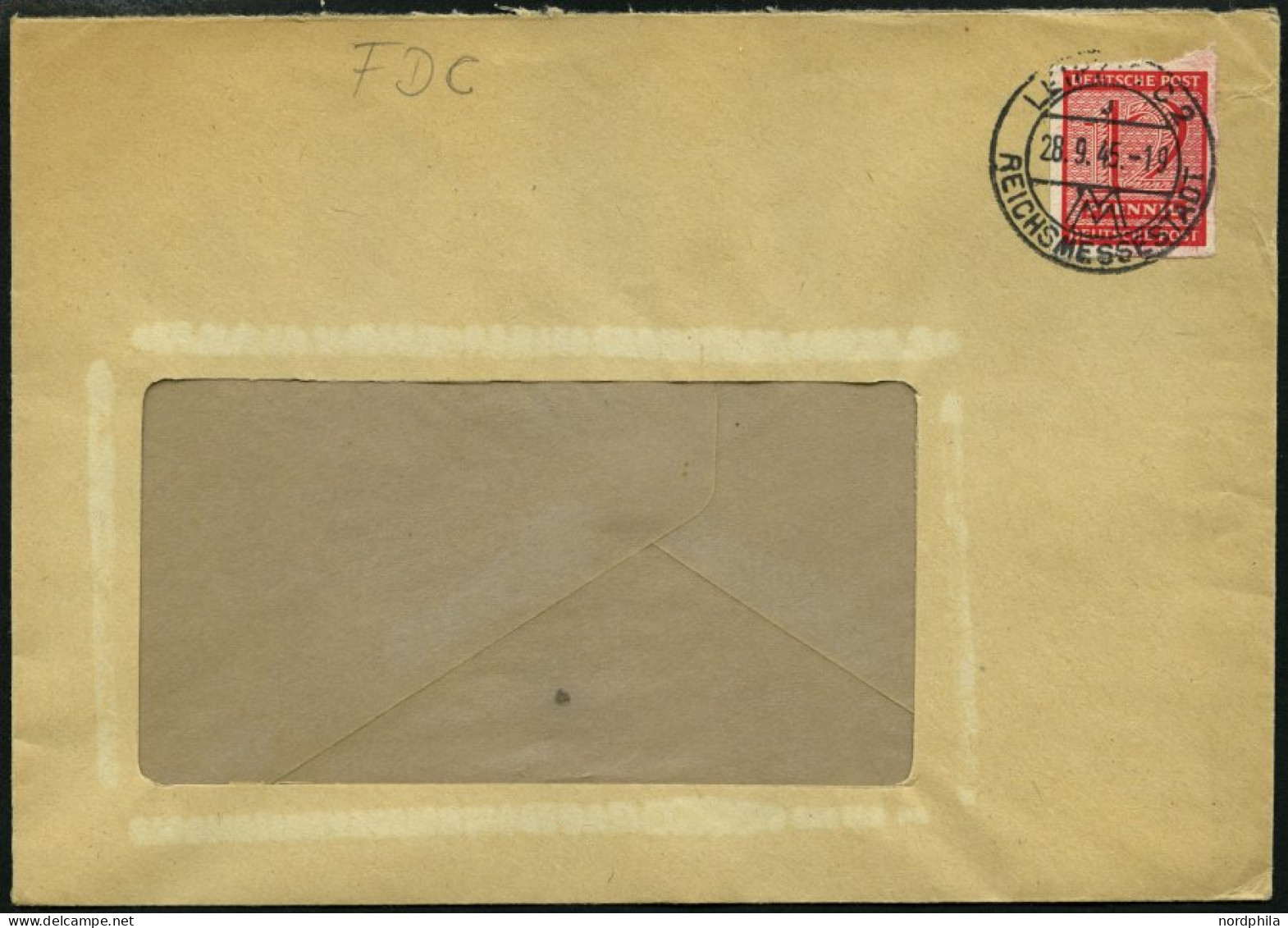 WEST-SACHSEN 119X BRIEF, 1945, 12 Pf. Lebhaftkarminrot, Wz. 1X, Auf Fensterumschlag, Mit Erstttags-Sonderstempel, Pracht - Other & Unclassified