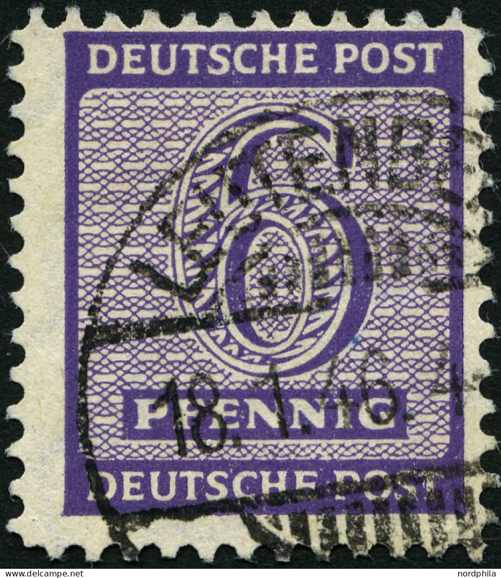 WEST-SACHSEN 117BaX O, 1945, 6 Pf. Grauviolett Roßwein, Gezähnt L 111/4-111/2, Wz. 1X, Pracht, Gepr. Ströh, Mi. 130.- - Andere & Zonder Classificatie