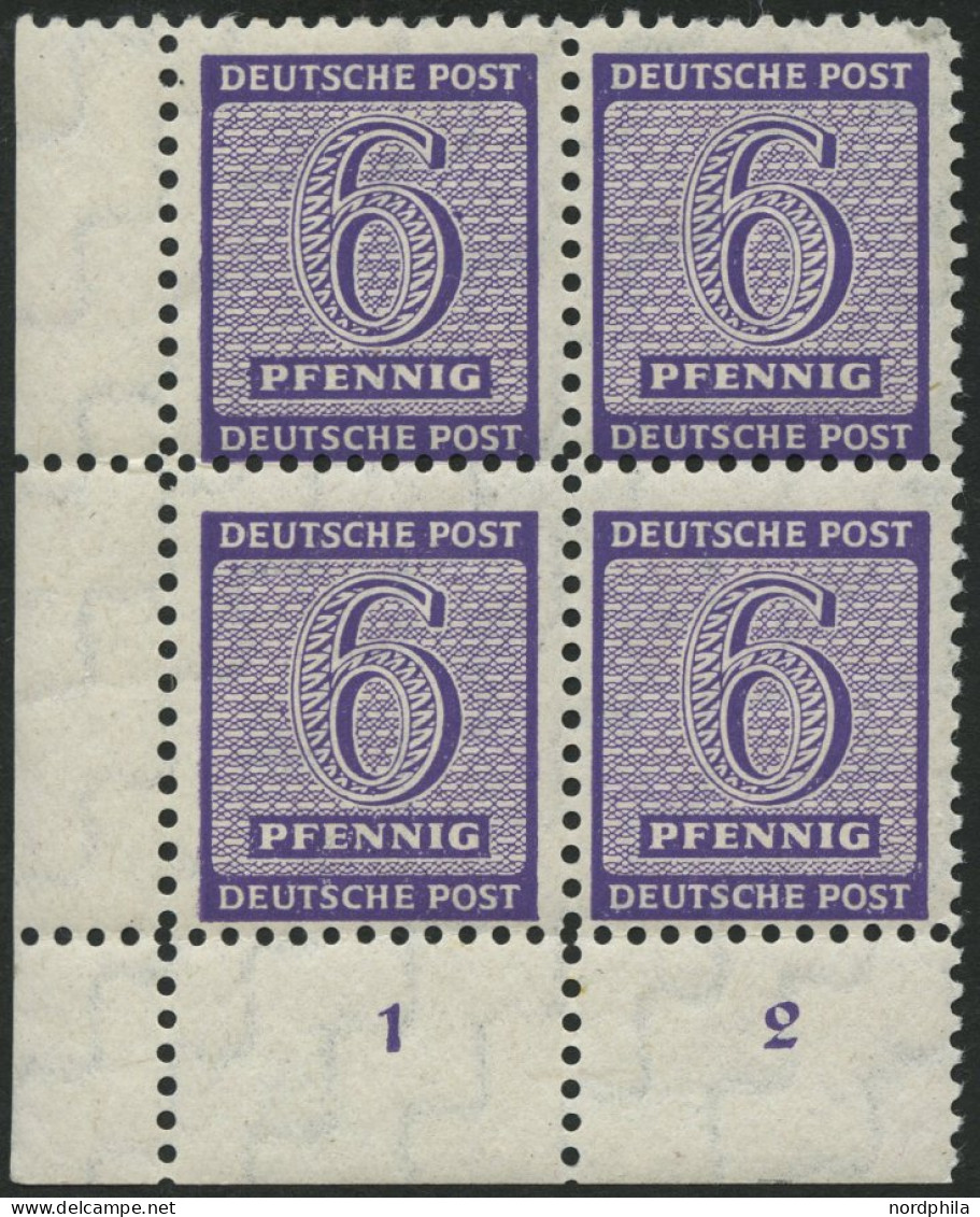 WEST-SACHSEN 121X VB , 1945, 6 Pf. Versuchszähnung Im Unteren Linken Eckrandviererblock, Pracht, Gepr. Ströh, Mi. (80.-) - Autres & Non Classés