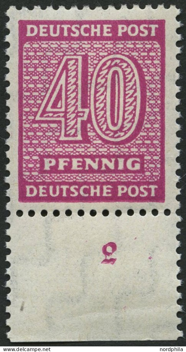 WEST-SACHSEN 136Xc , 1945, 40 Pf. Lebhaftrotlila, Wz. 1X, Unterrandstück, Pracht, Gepr. Dr. Jasch, Mi. 320.- - Sonstige & Ohne Zuordnung