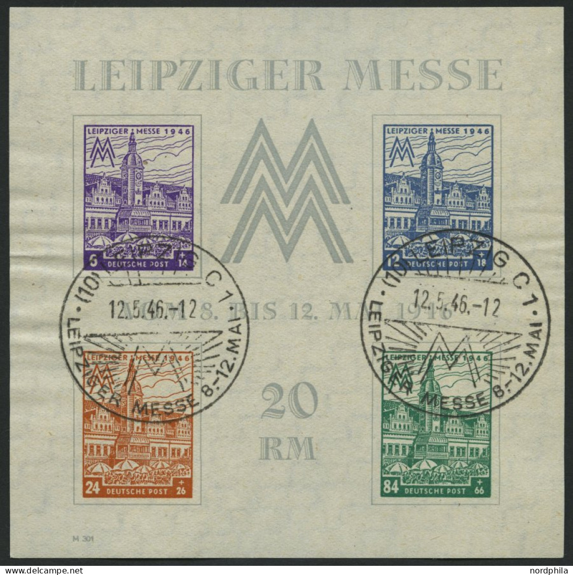 WEST-SACHSEN Bl. 5Xa O, 1956, Block Leipziger Messe, Wz. 1X, Type III, Sonderstempel, Leichte Papierwellungen, Pracht, M - Sonstige & Ohne Zuordnung