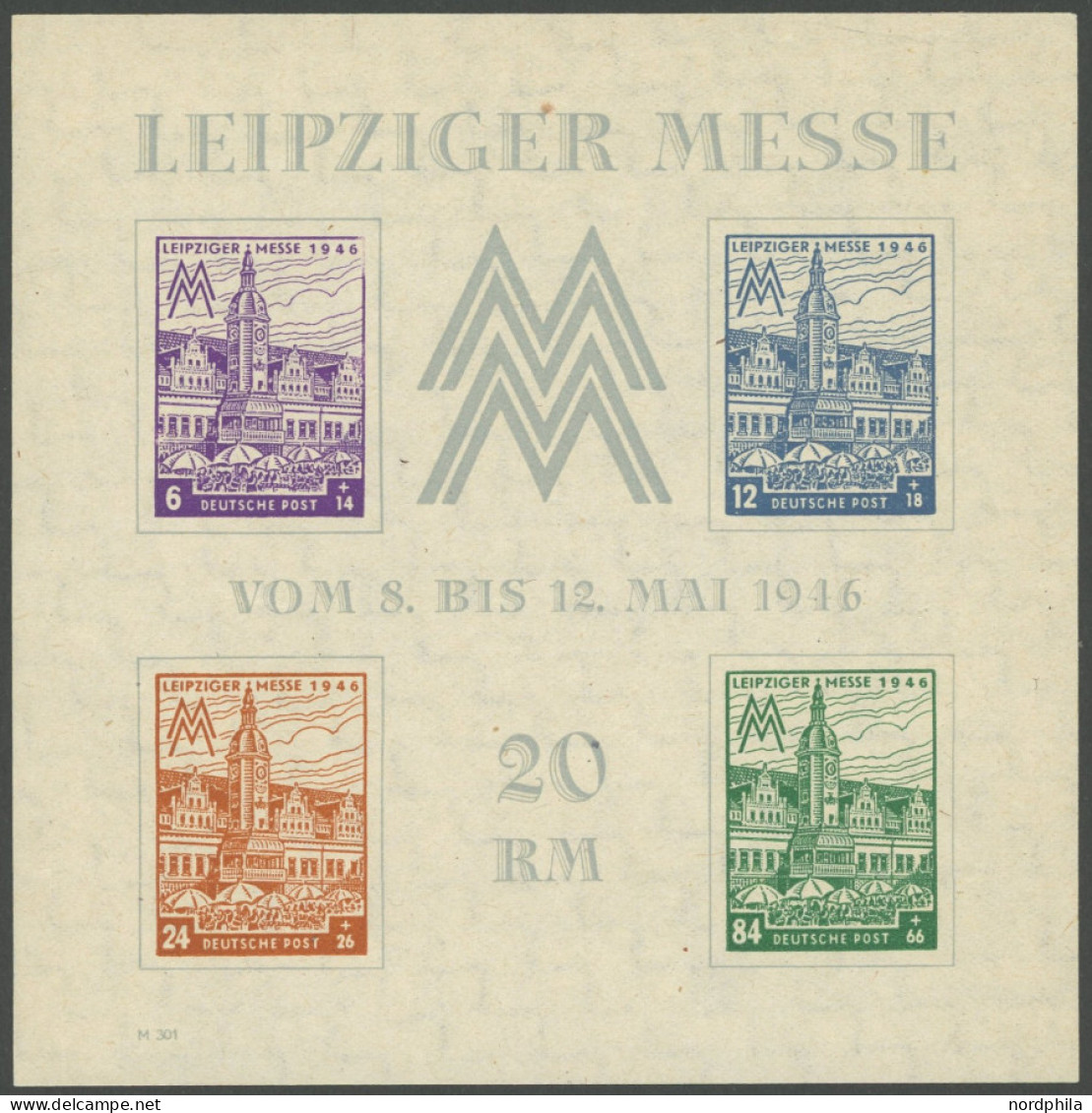 WEST-SACHSEN Bl. 5Ya , 1946, Block Leipziger Messe, Wz. 1Y, Postfrisch, Feinst, Mi. 250.- - Andere & Zonder Classificatie