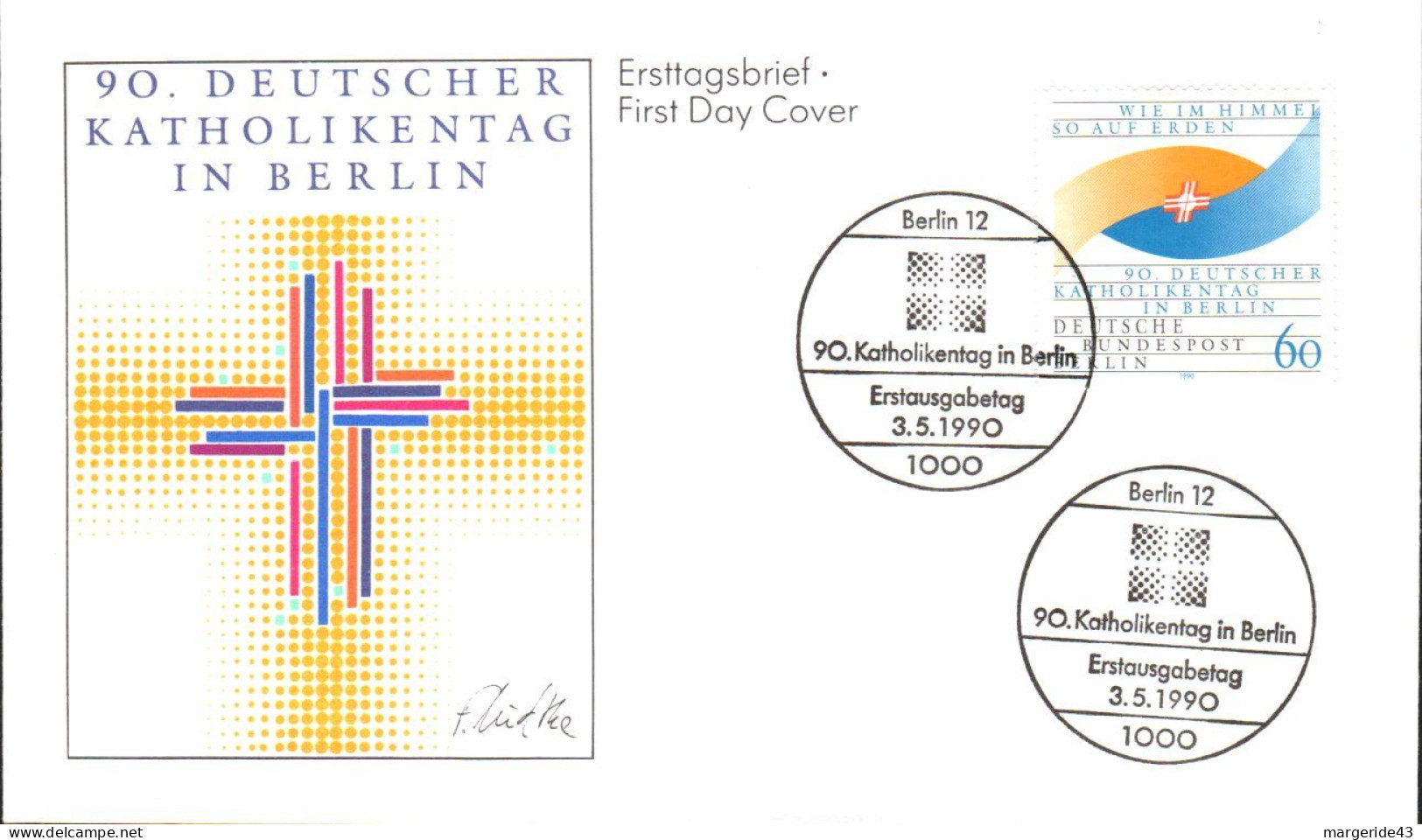 BERLIN FDC 1990 90 EME JOURNEE CATHOLIQUE - 1981-1990