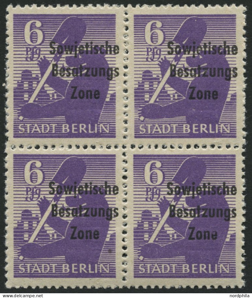 ALLGEMEINE-AUSGABEN 201wbzDDII , 1948, 6 Pf. Lebhaftgrauviolett, Aufdruck Einmal Normal Zusätzlich Blindaufdruck, Im Vie - Otros & Sin Clasificación