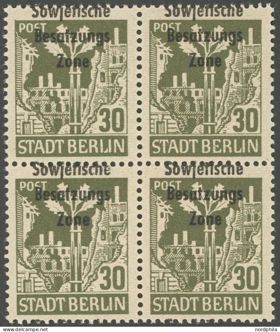 ALLGEMEINE-AUSGABEN 206bwaz VB , 1948, 30 Pf. Schwärzlichbraunoliv Im Viererblock, Postfrisch, Pracht, Kurzbefund Dr. Ru - Otros & Sin Clasificación