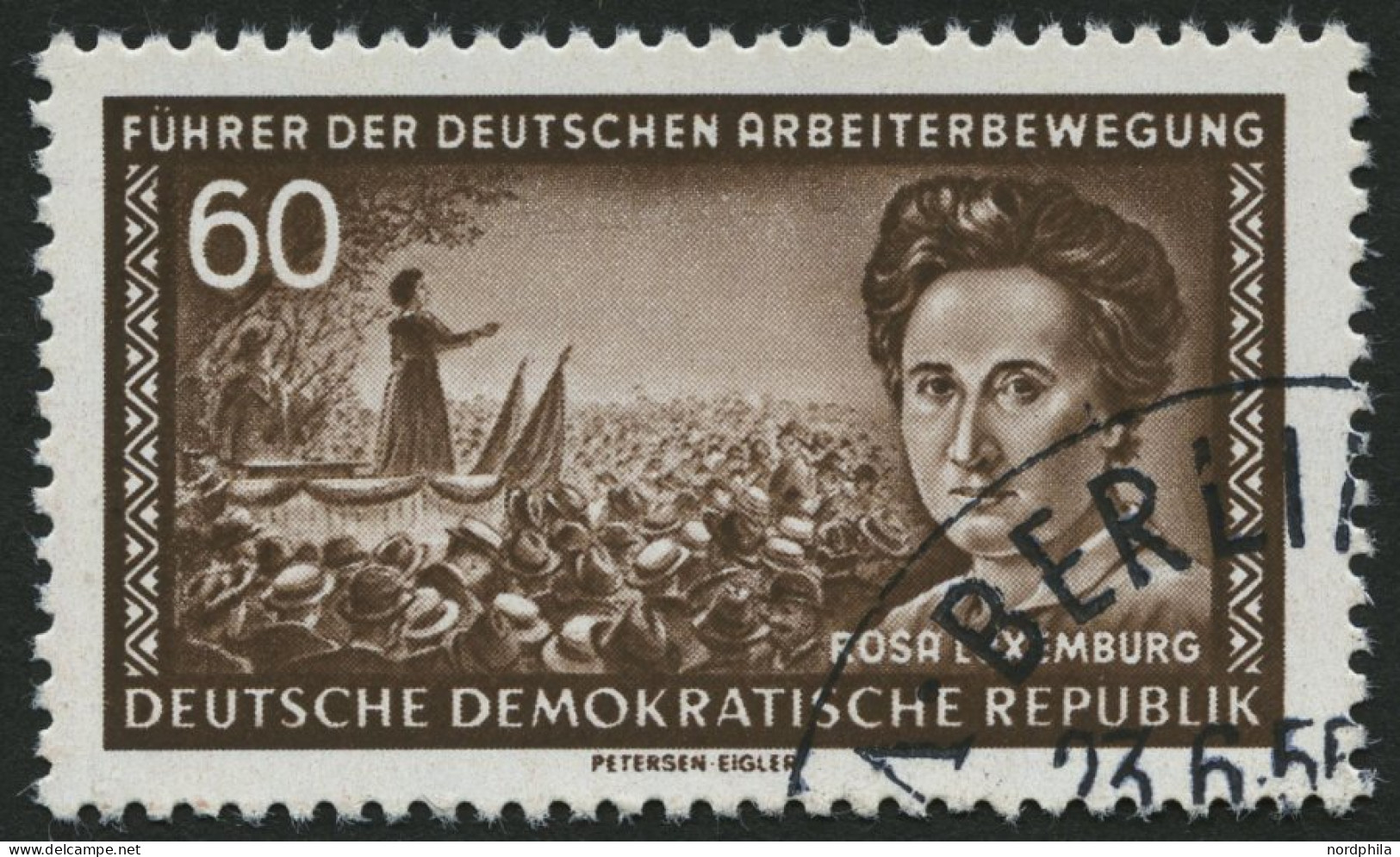 DDR 478XI O, 1955, 60 Pf. Rosa Luxemburg, Wz. 2XI, Pracht, Gepr. Schönherr, Mi. 60.- - Used Stamps