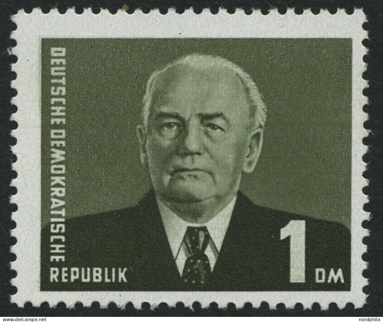 DDR 622a , 1957, 1 DM Schwarzgraugrün Pieck, Wz. 3X, Pracht, Kurzbefund Schönherr, Mi. 400.- - Used Stamps