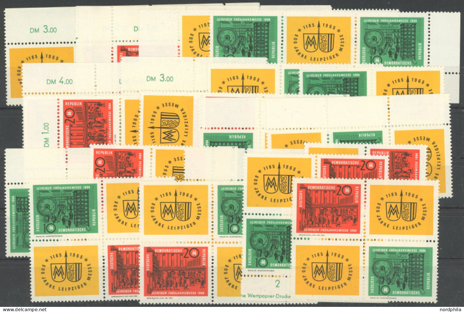DDR 1012/3 , 1964, Leipziger Frühjahrsmesse, Alle 16 Zusammendrucke Komplett (W Zd 118-125 Und S Zd 44-51) Und 4 Viererb - Andere & Zonder Classificatie