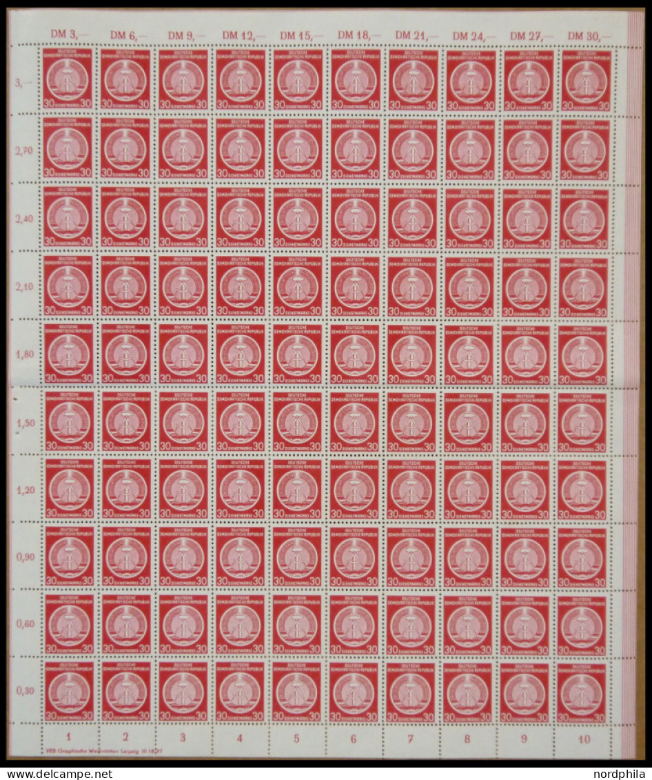 DIENSTMARKEN A D 11XI , 1954, 30 Pf. Lebhaftbräunlichrot Im Bogen (100) Mit Druckvermerk, Postfrisch, Pracht, Mi. 836.- - Other & Unclassified