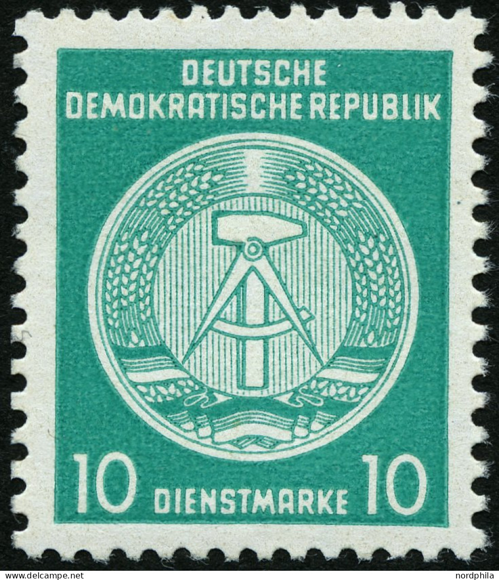 DIENSTMARKEN A D 19IIXII , 1954, 10 Pf. Bläulichgrün, Type II, Wz. 2XII, Pracht, Gepr. Jahn, Mi. 280.- - Other & Unclassified