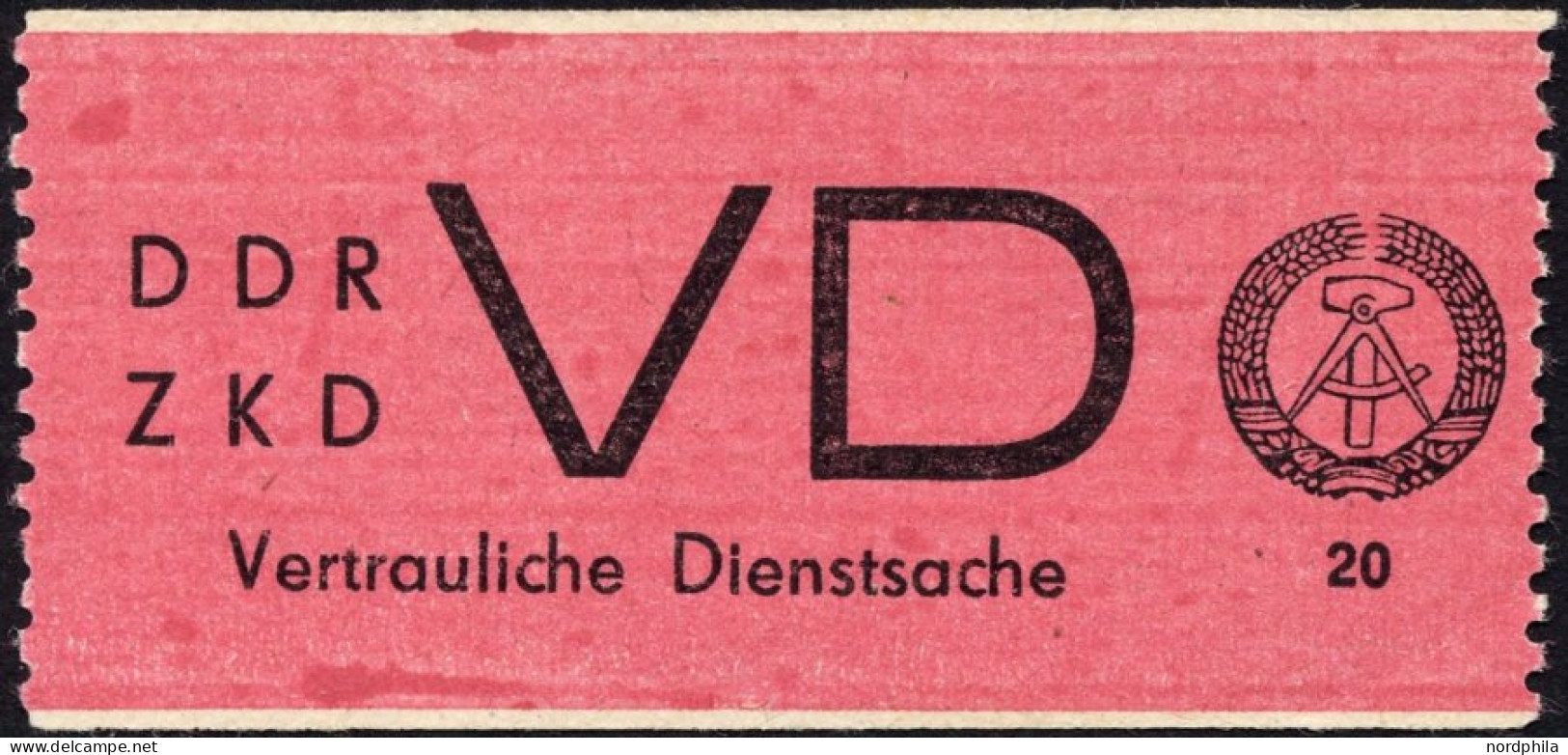 DIENSTMARKEN D VD 1A , 1965, 20 Pf. Bräunlichrot/schwarz, Gezähnt 91/2, Leichter Eckknitter Sonst üblich Gezähnt Pracht. - Andere & Zonder Classificatie