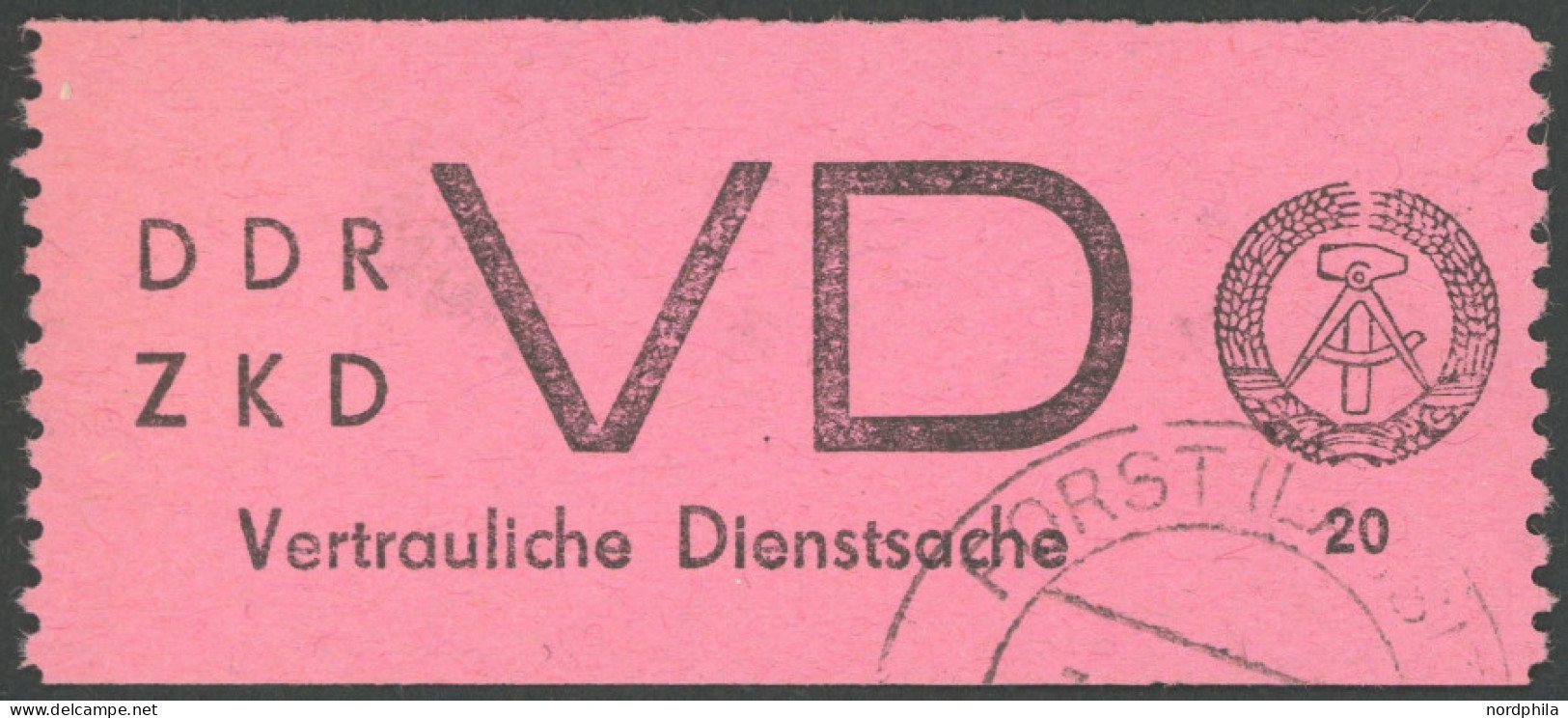 DIENSTMARKEN D VD 2I O, 1965, 20 Pf. Schwarz Auf Helllilarosa Mit Abart Fehlende Granne Im Ährenkranz Oben Rechts, Prach - Andere & Zonder Classificatie