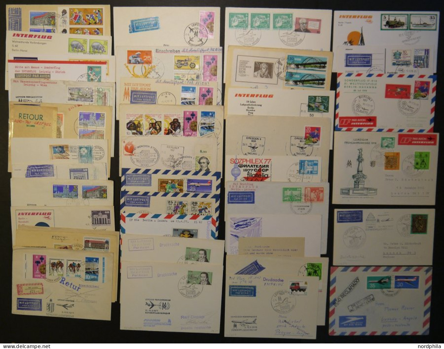 LOTS 1976-78, 37 Meist Verschiedene Luftpostbelege, überwiegend Eröffnungs-und Sonderflüge, Pracht - Sammlungen