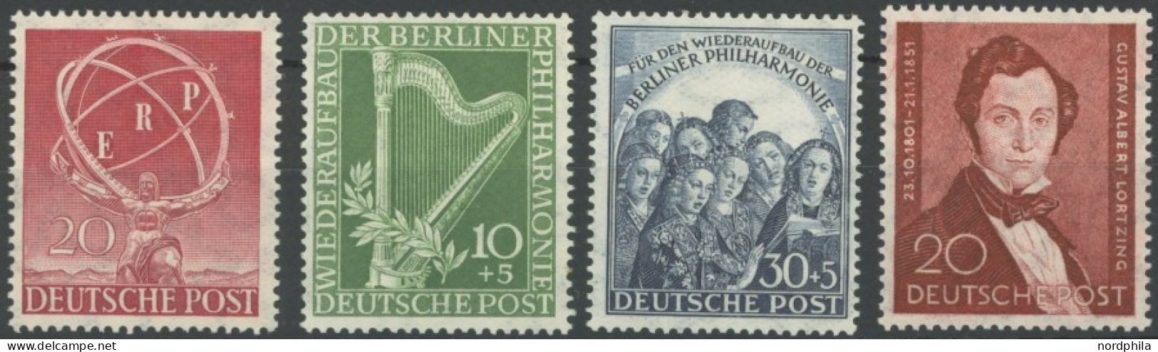 BERLIN 71-74 , 1950/1, ERP, Philharmonie,Lortzing, Falzrest, 4 Prachtwerte, Mi. 112.- - Other & Unclassified