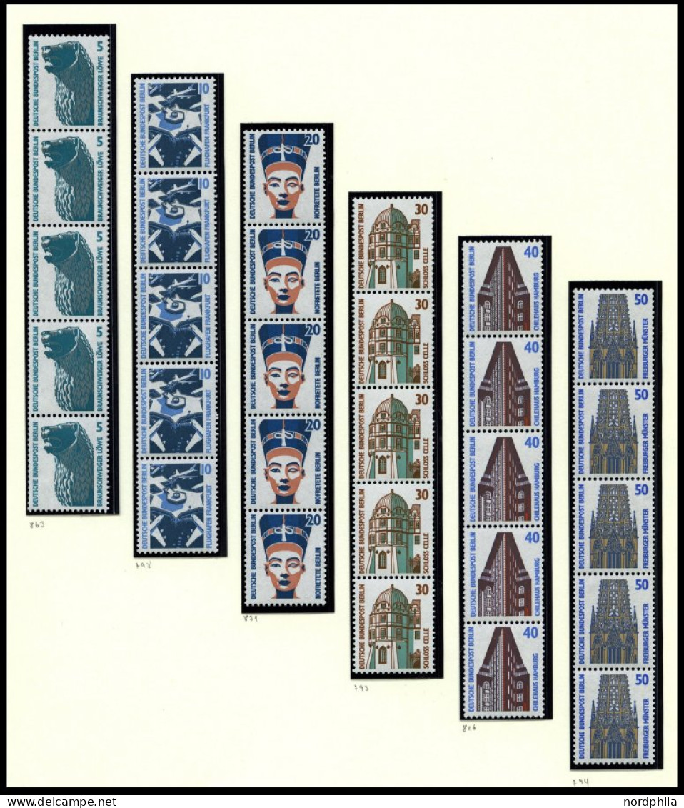 ROLLENMARKEN 793-874R , 1987-90, Sehenswürdigkeiten Komplett In 5er-Streifen, Pracht, Mi. 275.- - Roulettes