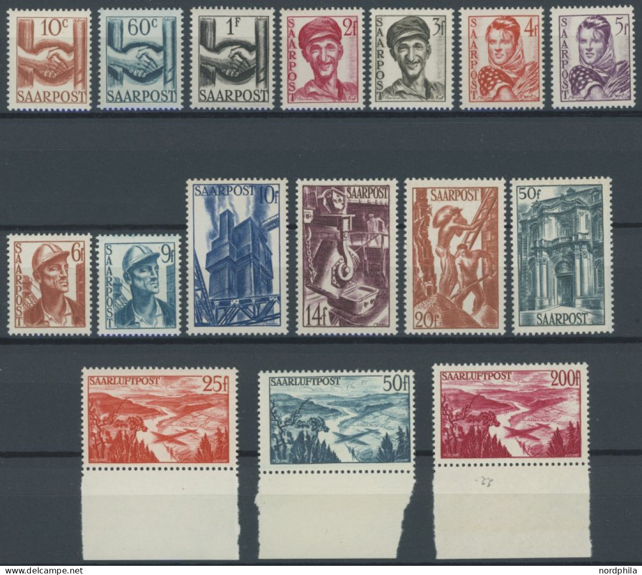 SAARLAND 239-54 , 1948, Wiederaufbau, Postfrisch, 2 Prachtsätze, Mi. 89.- - Sonstige & Ohne Zuordnung